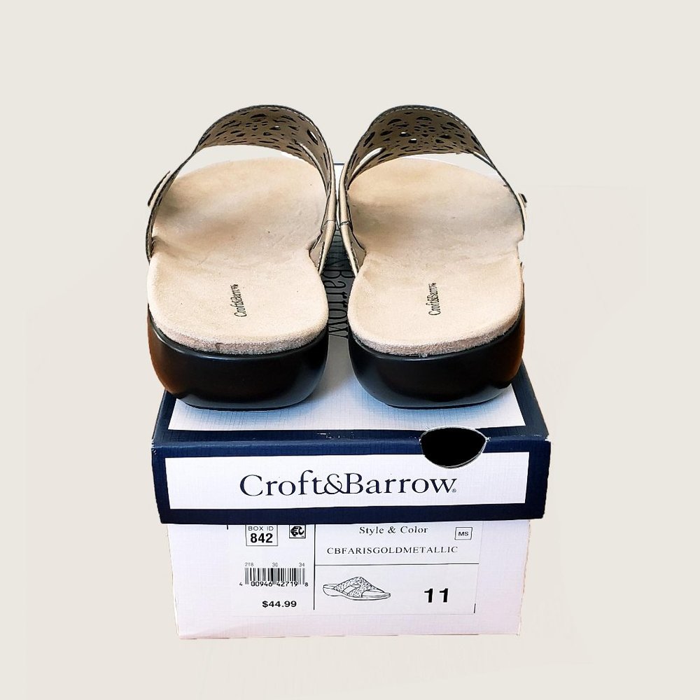 Croft&Barrow Faris Gold Metallic Sandals NWT - Picture 8 of 10